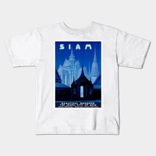 Vintage Travel Poster Siam Kids T-Shirt